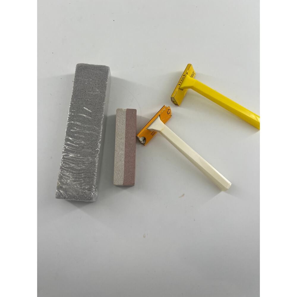 Vintage BIC Shavers 90s Mens Orange Yellow White Sensitive Skin Pumice Stones